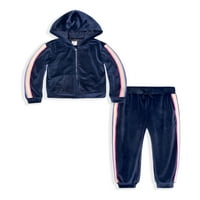 Kidtopia Toddler Girl Velor Hoodie i Jogger Outfit Set, 2pc