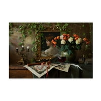 Andrej Morozov Mrtva priroda s cvijećem i slikom ulje na platnu