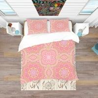 DesignArt 'ružičasta i zelena zvijezda mandala' Boemian & Eclectic Duvet Cover Set