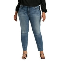Silver Jeans Co. Plus Size Suki Srednji uspon Ravne noge Traperice struka veličine 12-24