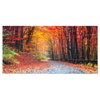 DesignArt 'Cesta u prekrasnoj jesenji šuma' Modern Forest Canvas Art