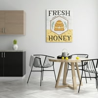 Stupell Industries Fresh Honey Rustic BEE HIVE TIPOGRAFIJA Znak grafičke umjetničke galerije zamotana platna za