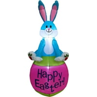 FARM FRASER HILL 5-FT. Visoki plavi zečji zec koji sjedi na sretnom uskrsnom jajetu