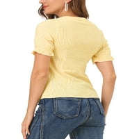 Jedinstvene ponude ženske karirane modne bluze s kratkim rukavima s kvadratnim vratom