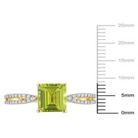 1- Carat T.G.W. Peridot i Carat T.W. Dijamantni 14KT zaručnički prsten žutog zlata